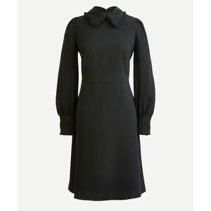 J.Crew Black Long Sleeve Ruffle Collar A Line Dress Item size 14‎